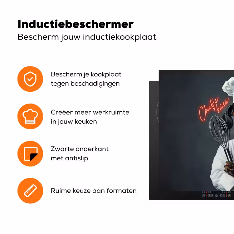Quote - Neon - Hond - Kokskleding Inductie beschermer vinyl 3mm klein -zzzzzzz-td-ups