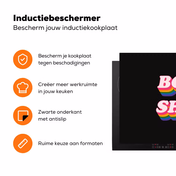 Quote - Regenboog - Roze - Zwart Inductie beschermer vinyl 3mm klein -zzzzzzz-td-ups