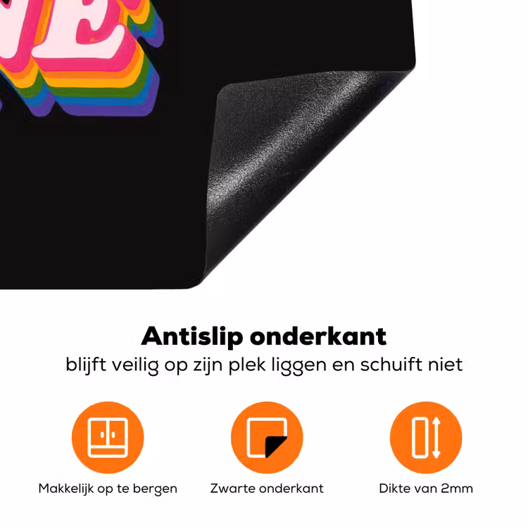 Quote - Regenboog - Roze - Zwart Inductie beschermer vinyl 3mm klein -zzzzzzz-td-onderkant