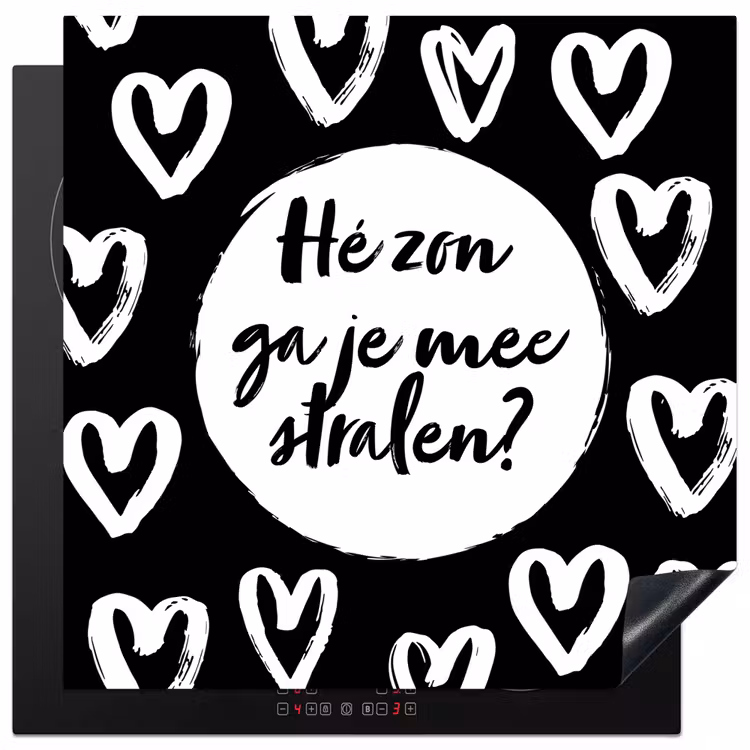 Quotes - Hé zon, ga je mee stralen? - Tekst - Zon - Zomer Inductie beschermer vinyl 3mm middel -3d