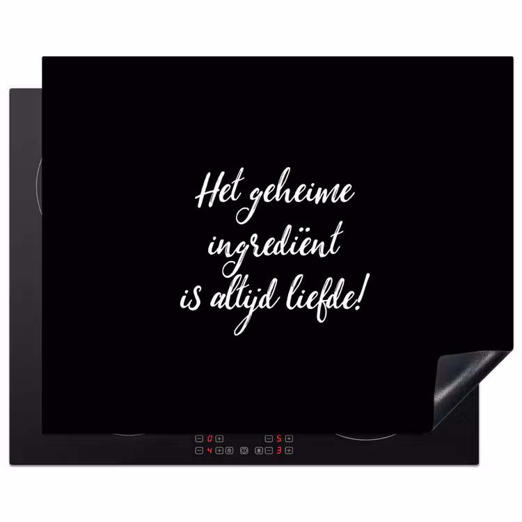 Quotes - Koken - Het geheime ingrediënt is altijd liefde! - Spreuken - Liefde Inductie beschermer vinyl 3mm groot -3d