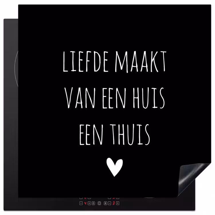 Quotes - Liefde maakt van een huis een thuis - Spreuken Inductie beschermer vinyl 3mm middel -3d