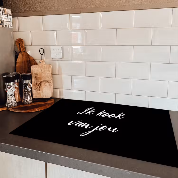 Quotes - Spreuken - Ik kook van jou - Liefde - Partner Inductie beschermer vinyl 3mm klein -sfeer3