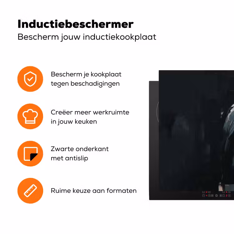 Raaf - Vogels - Zwart Inductie beschermer vinyl 3mm klein -zzzzzzz-td-ups
