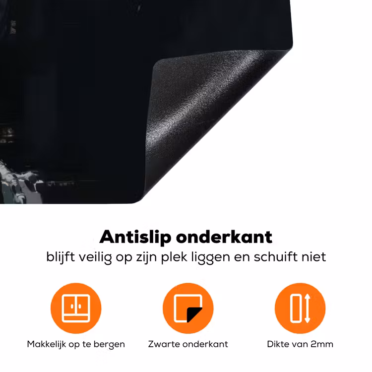 Raaf - Vogels - Zwart Inductie beschermer vinyl 3mm klein -zzzzzzz-td-onderkant