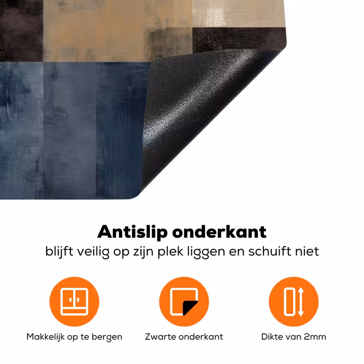 Rechthoeken - Abstract - Blauw Inductie beschermer vinyl 3mm klein -zzzzzzz-td-onderkant