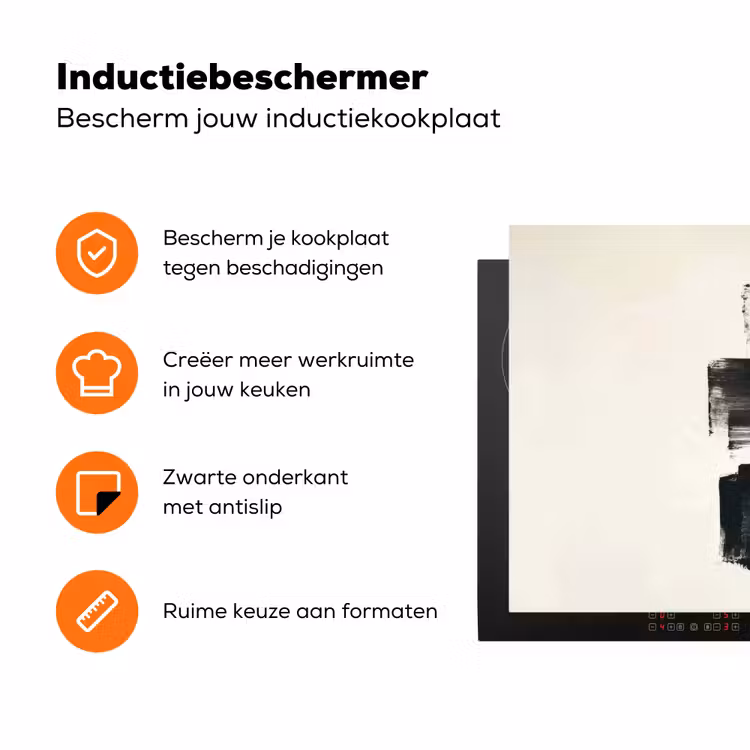 Rechthoeken - Penseelstreken - Abstract - Zwart Inductie beschermer vinyl 3mm klein -zzzzzzz-td-ups