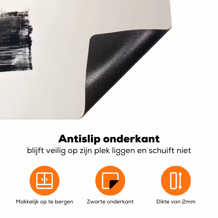 Rechthoeken - Penseelstreken - Abstract - Zwart Inductie beschermer vinyl 3mm klein -zzzzzzz-td-onderkant