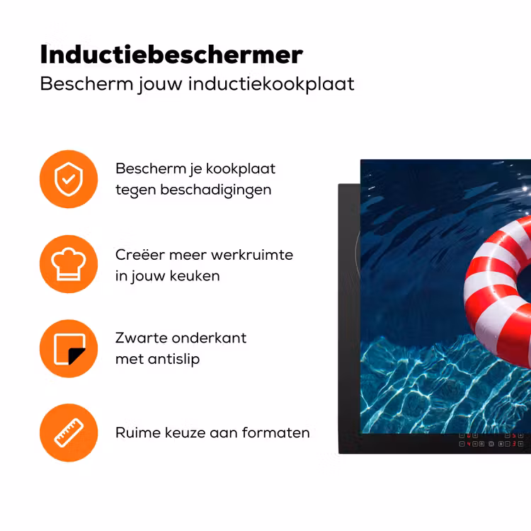 Recreatie - Water - Zomer - Rood - Wit Inductie beschermer vinyl 3mm klein -zzzzzzz-td-ups