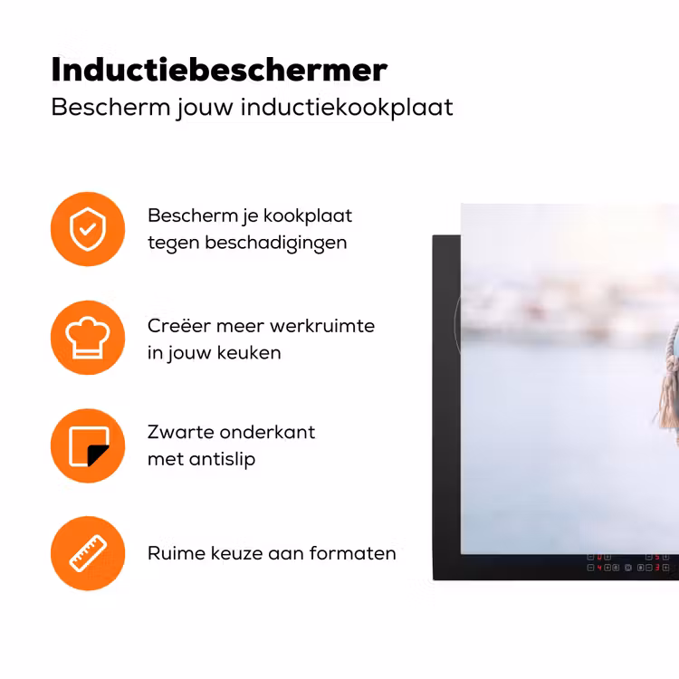 Reddingsboei - Maritiem - Welkom - Blauw - Wit Inductie beschermer vinyl 3mm klein -zzzzzzz-td-ups