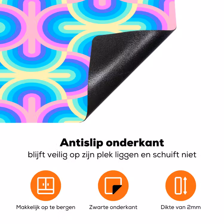 Regenboog - Neon - Kleuren Inductie beschermer vinyl 3mm klein 276 -zzzzzzz-td-onderkant