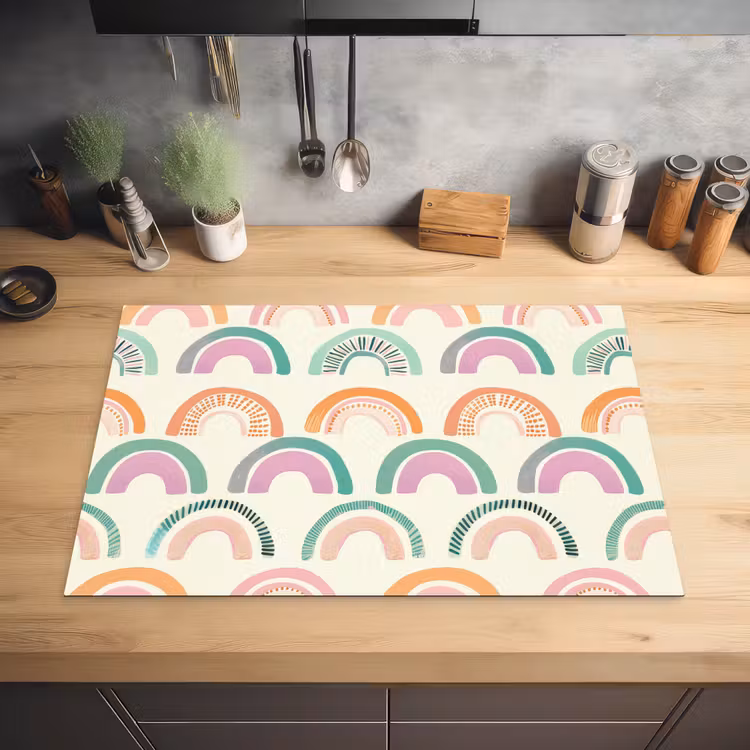 Regenboog - Pastel - Patroon Inductie beschermer vinyl 3mm klein -sfeer5