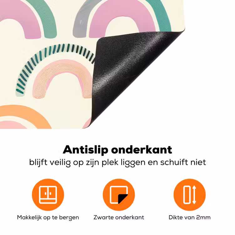 Regenboog - Pastel - Patroon Inductie beschermer vinyl 3mm klein -zzzzzzz-td-onderkant