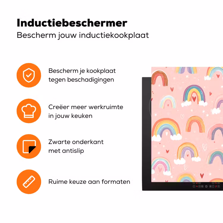 Regenboog - Patroon - Pastel - Handgetekend Inductie beschermer vinyl 3mm klein -zzzzzzz-td-ups