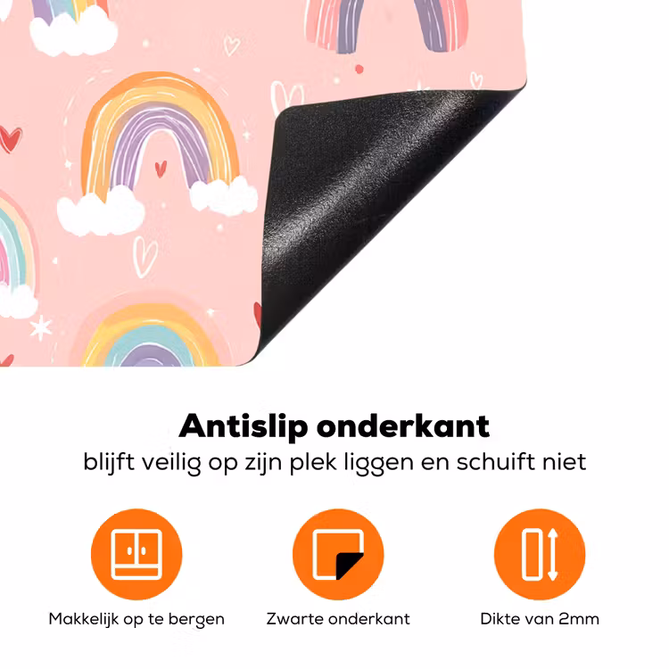 Regenboog - Patroon - Pastel - Handgetekend Inductie beschermer vinyl 3mm klein -zzzzzzz-td-onderkant