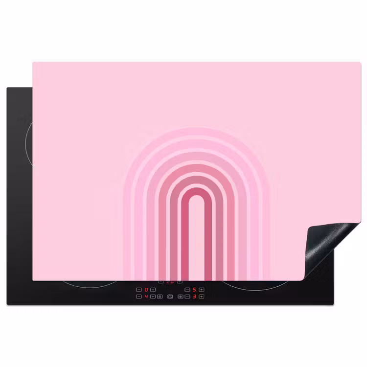 Regenboog - Roze - Abstract - Modern - Minimalistisch Inductie beschermer vinyl 3mm klein -3d