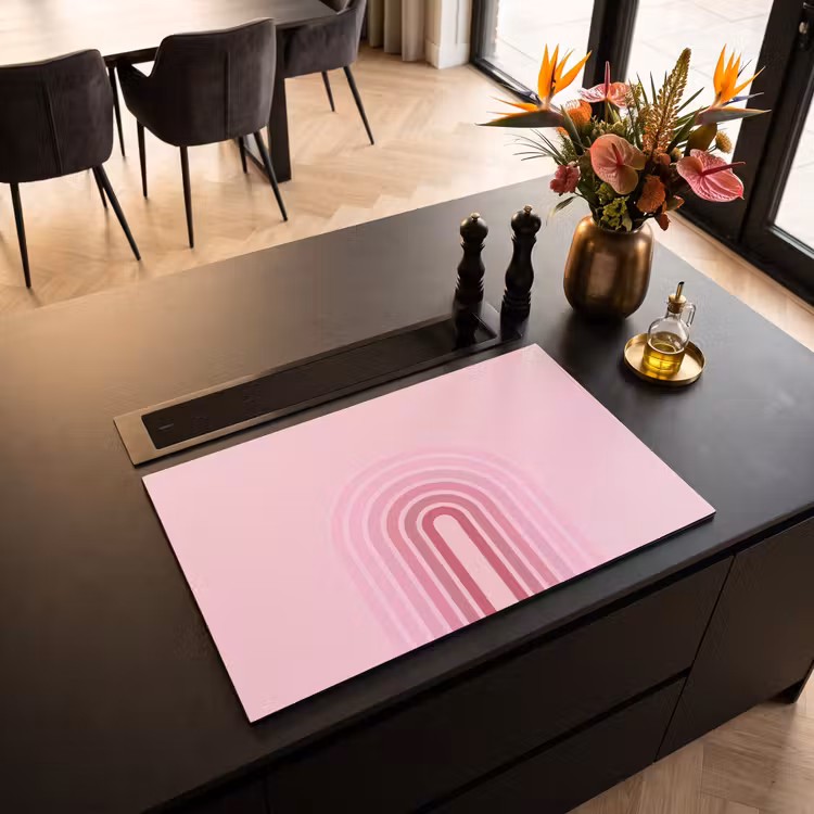 Regenboog - Roze - Abstract - Modern - Minimalistisch Inductie beschermer vinyl 3mm klein -sfeer5