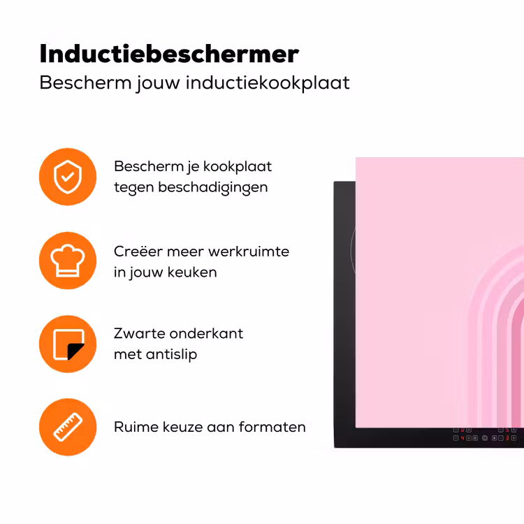 Regenboog - Roze - Abstract - Modern - Minimalistisch Inductie beschermer vinyl 3mm klein -zzzzzzz-td-ups