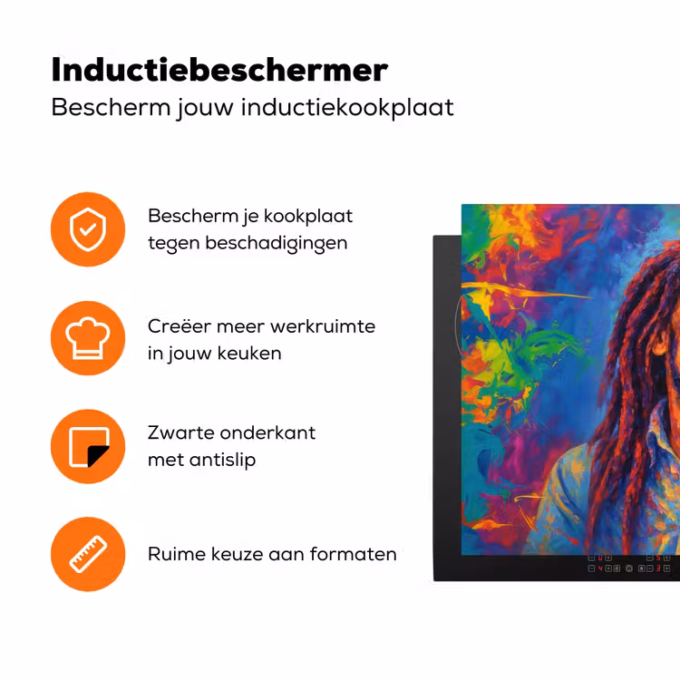 Regenboogkleuren - Man - schilderij Inductie beschermer vinyl 3mm klein -zzzzzzz-td-ups