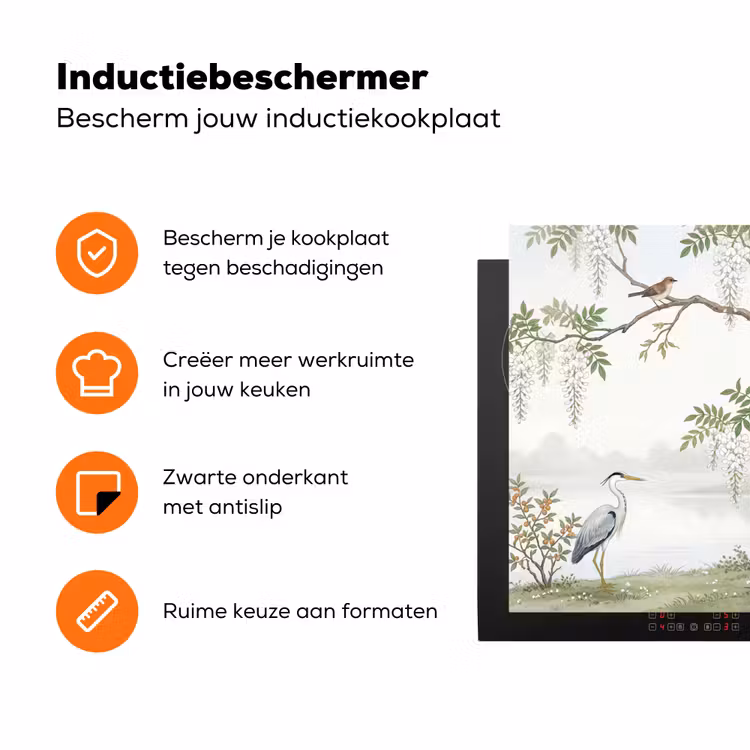 Reiger - Landschap - Groen Inductie beschermer vinyl 3mm klein -zzzzzzz-td-ups