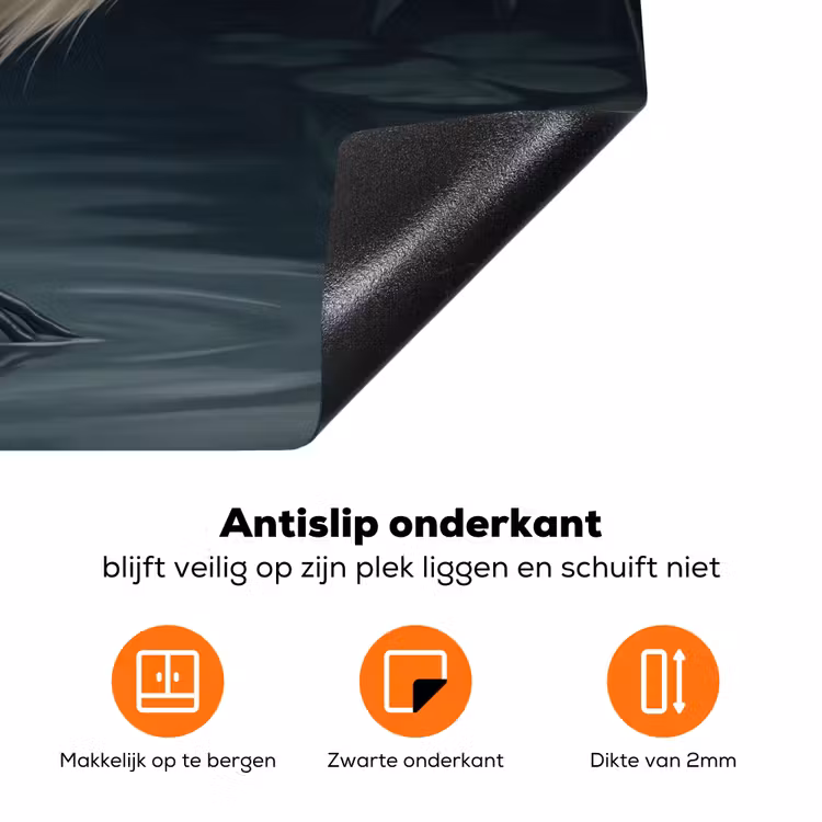 Reiger - Water - Natuur - Modern - Wit Inductie beschermer vinyl 3mm klein -zzzzzzz-td-onderkant