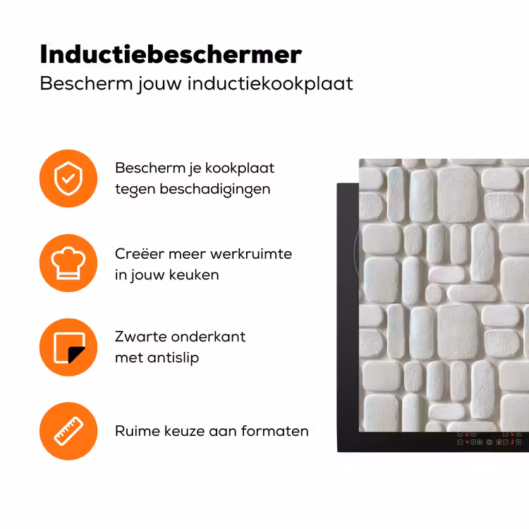 Reliëf - Structuur - Wit Inductie beschermer vinyl 3mm klein 276 -zzzzzzz-td-ups