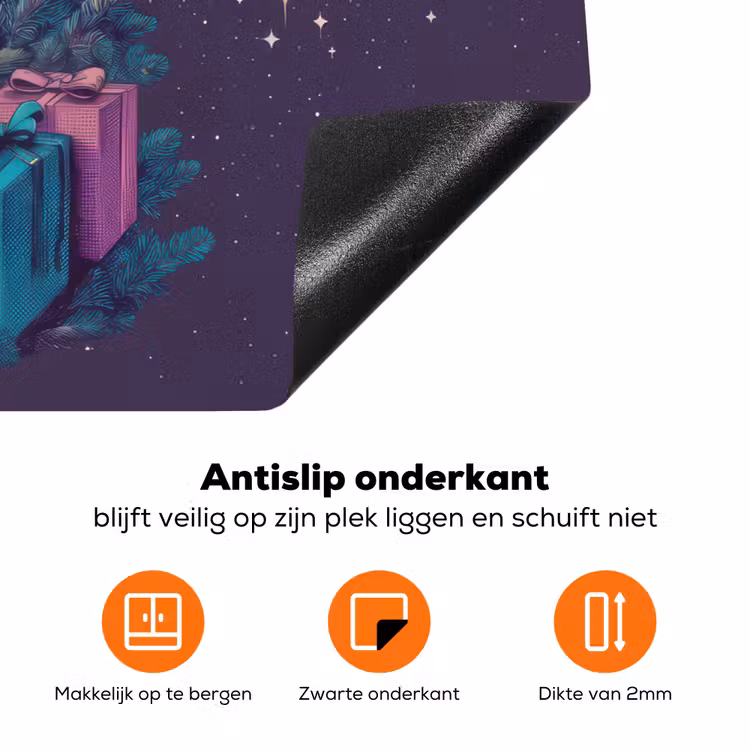 Rendier - Zonnebril - Neon - Kerstboom Inductie beschermer vinyl 3mm klein -zzzzzzz-td-onderkant