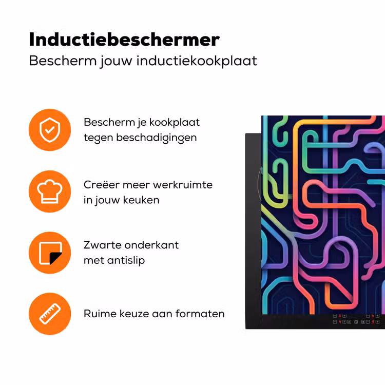 Retro - Abstract - Neon Inductie beschermer vinyl 3mm klein -zzzzzzz-td-ups