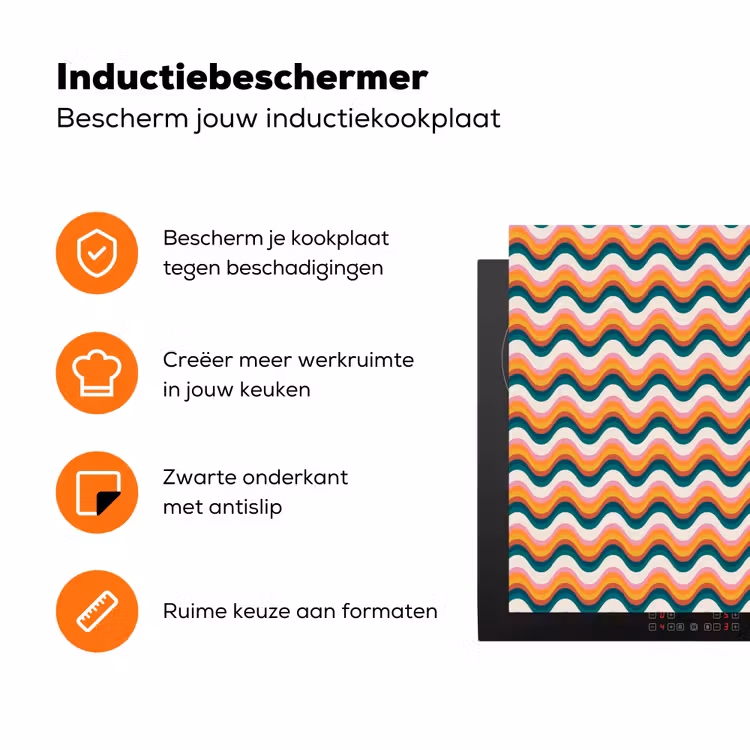 Retro - Disco - 70s - Golven - Multi Inductie beschermer vinyl 3mm klein 276 -zzzzzzz-td-ups