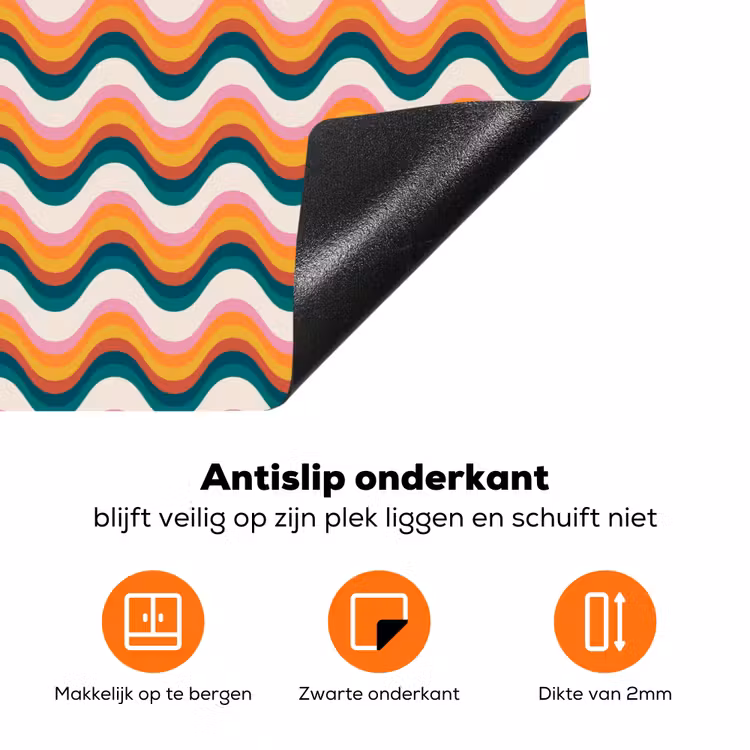 Retro - Disco - 70s - Golven - Multi Inductie beschermer vinyl 3mm klein 276 -zzzzzzz-td-onderkant