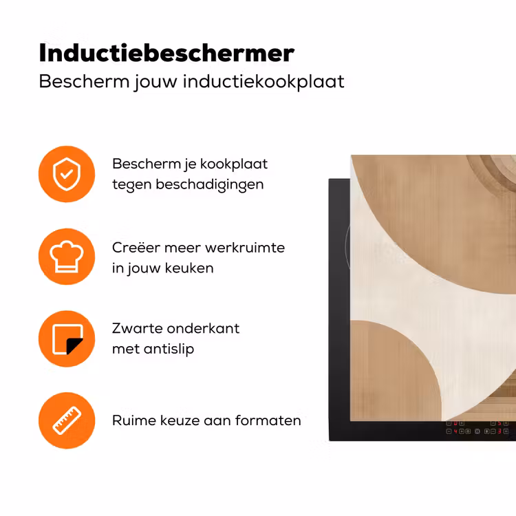 Retro - Geometrische lagen - Aardetinten Inductie beschermer vinyl 3mm klein -zzzzzzz-td-ups