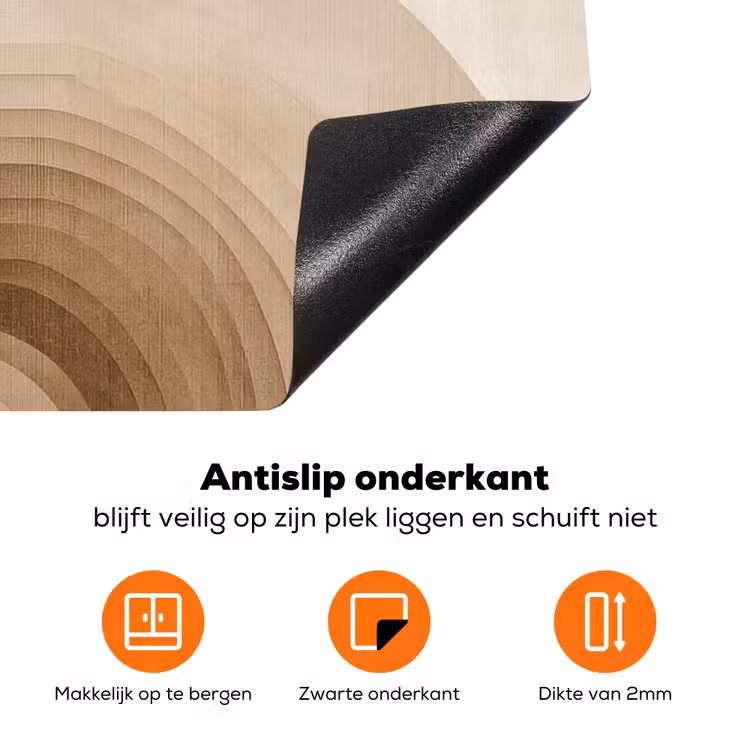 Retro - Geometrische lagen - Aardetinten Inductie beschermer vinyl 3mm klein -zzzzzzz-td-onderkant