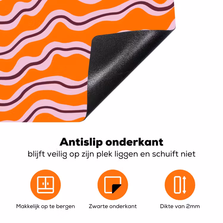 Retro - Golvend - Oranje Inductie beschermer vinyl 3mm klein 276 -zzzzzzz-td-onderkant