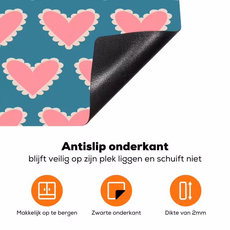 Retro - Hartjes - Patroon Inductie beschermer vinyl 3mm klein 276 -zzzzzzz-td-onderkant