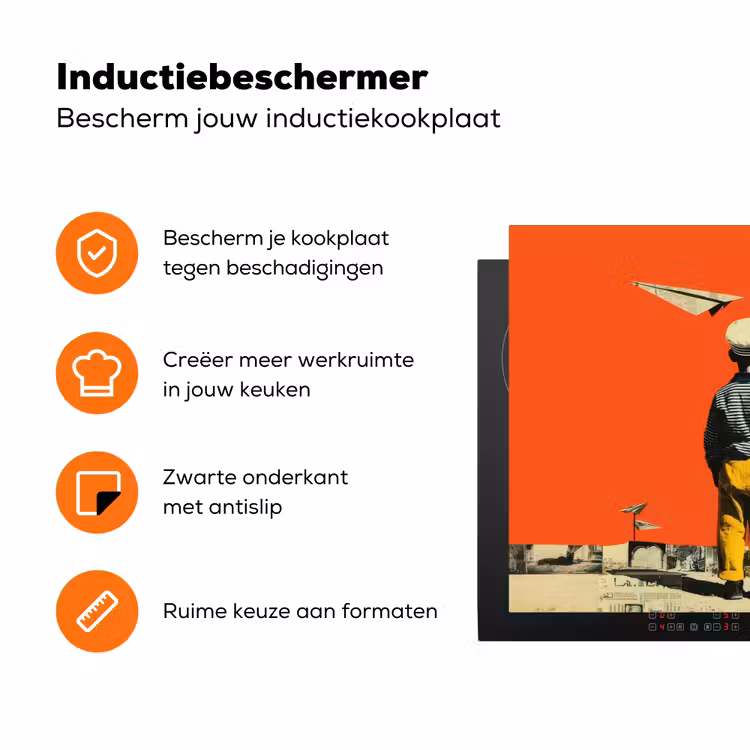 Retro - Jongen - Hond - Rood - Groen Inductie beschermer vinyl 3mm klein -zzzzzzz-td-ups