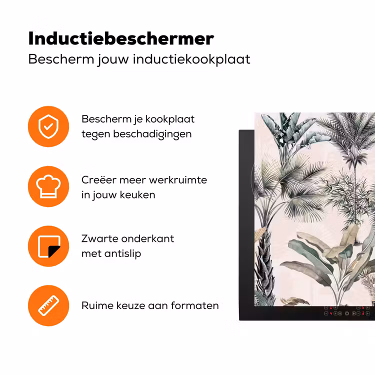 Retro - Jungle - Natuur - Dieren Inductie beschermer vinyl 3mm groot -zzzzzzz-td-ups