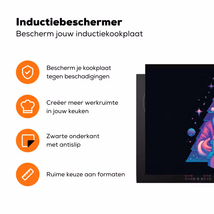 Retro - Kerstman - Rendieren - Kerstboom Inductie beschermer vinyl 3mm klein -zzzzzzz-td-ups