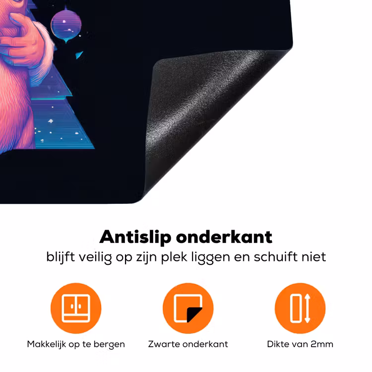 Retro - Kerstman - Rendieren - Kerstboom Inductie beschermer vinyl 3mm klein -zzzzzzz-td-onderkant