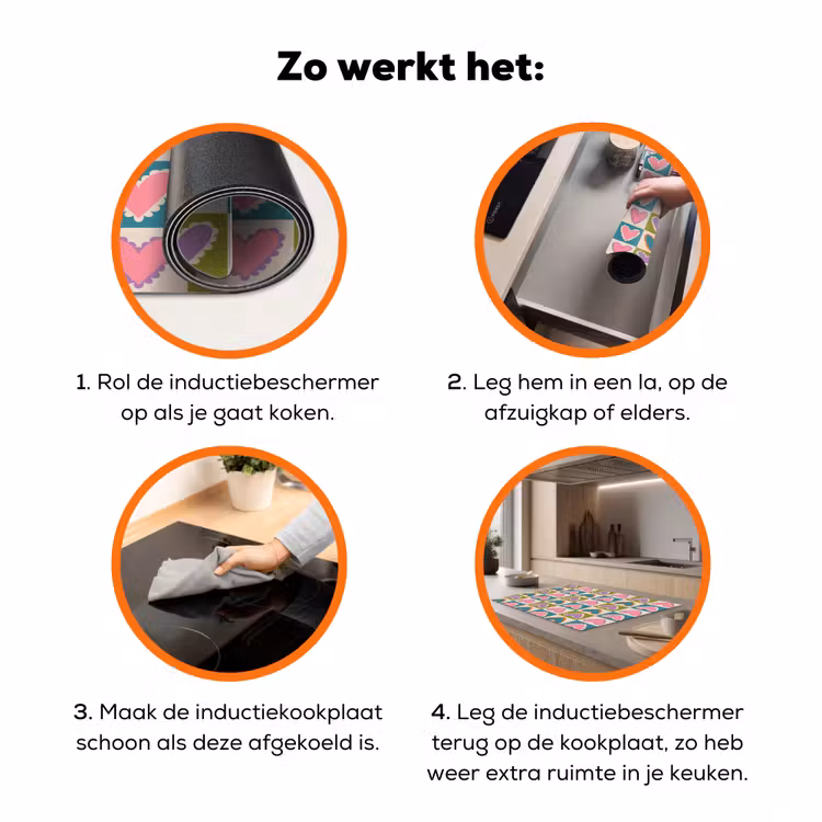 Retro - Kleuren - Patroon - Hartjes Inductie beschermer vinyl 3mm klein 276 -zzzzzzz-td-werking