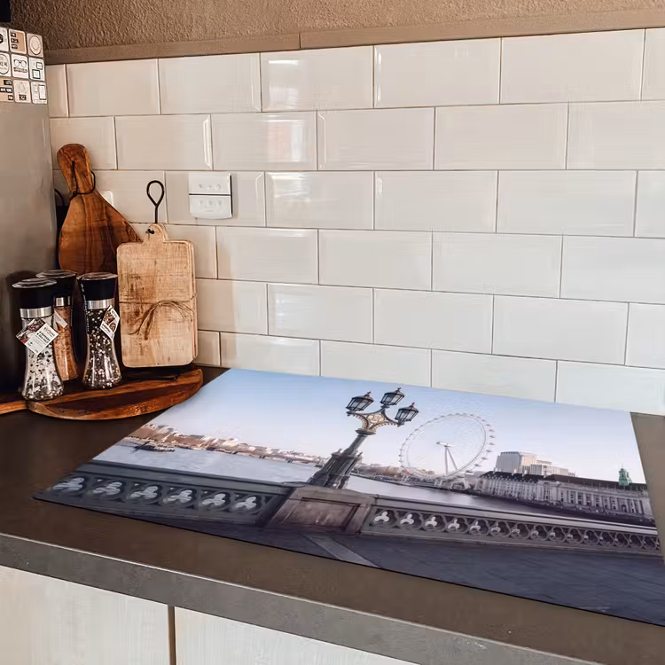 Reuzenrad - Londen - Stad - Architectuur - Brug Inductie beschermer vinyl 3mm klein -sfeer3
