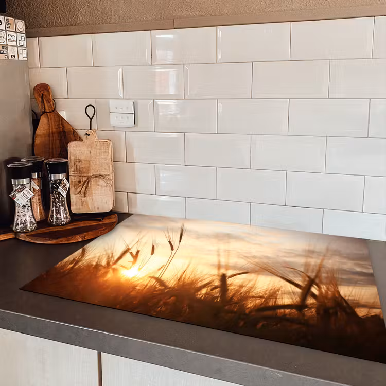 Riet - Gras - Zonsondergang - Natuur - Horizon Inductie beschermer vinyl 3mm klein -sfeer3
