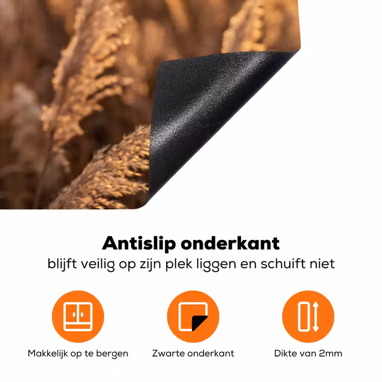 Rietpluimen - Gras - Zonsondergang - Goud - Serene Inductie beschermer vinyl 3mm klein -zzzzzzz-td-onderkant
