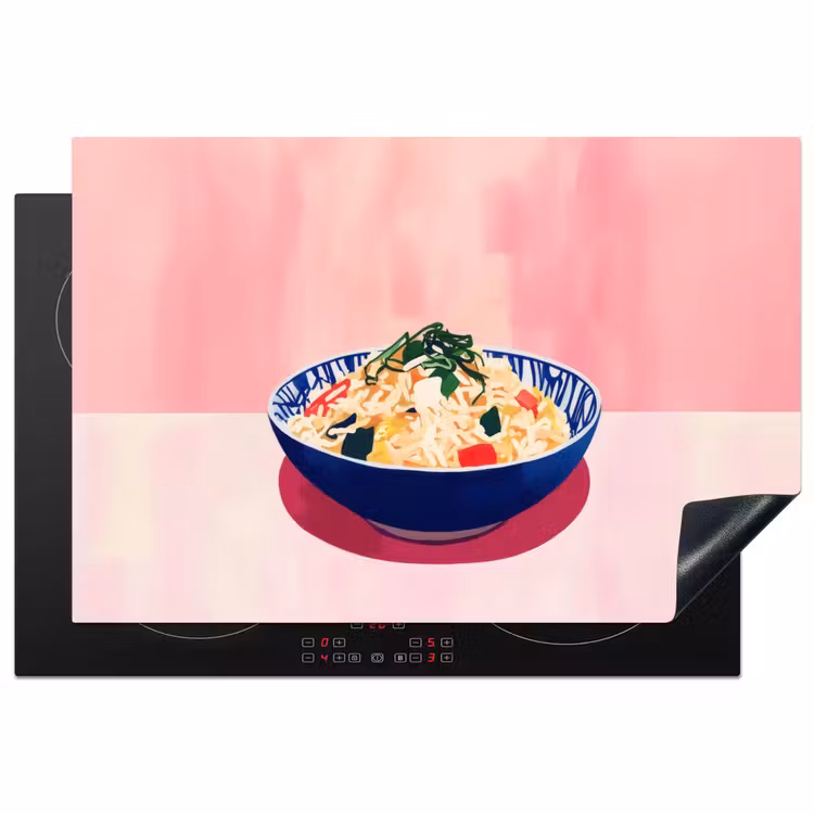 Rijst - Illustratie - Kom - Groente Inductie beschermer vinyl 3mm klein -3d