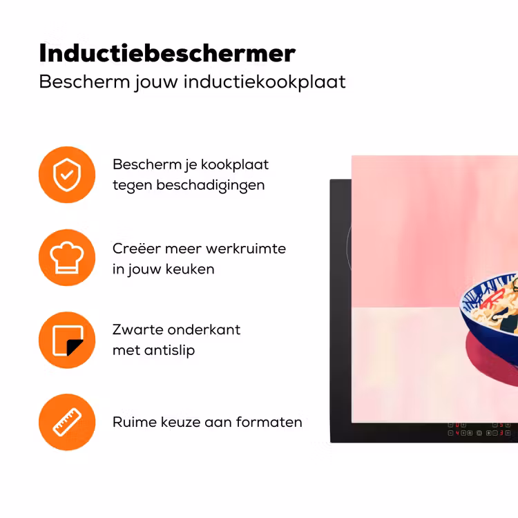 Rijst - Illustratie - Kom - Groente Inductie beschermer vinyl 3mm klein -zzzzzzz-td-ups