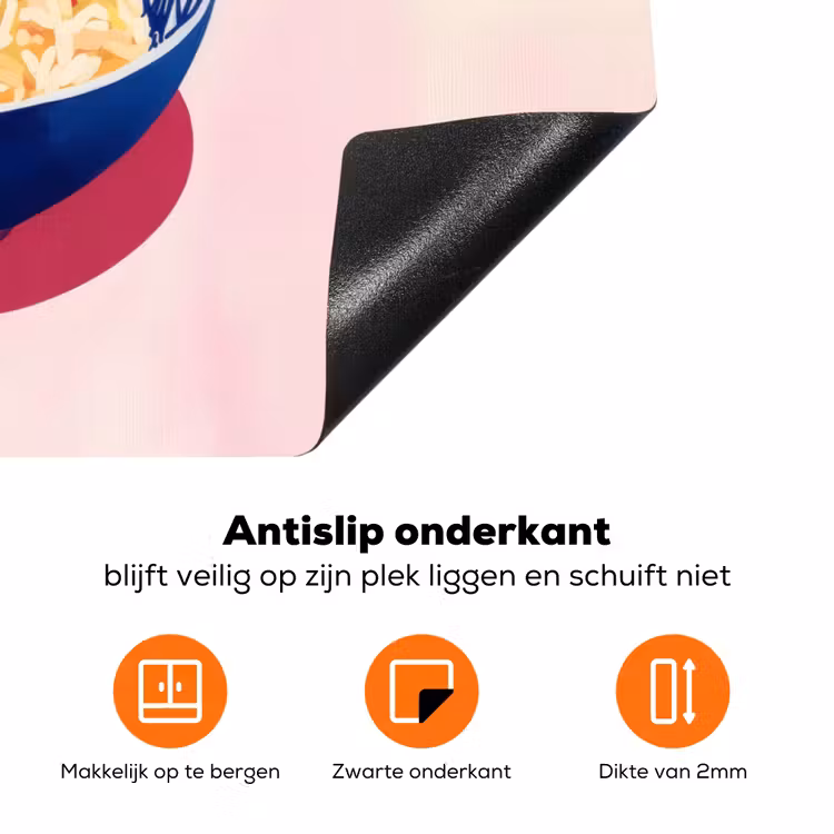Rijst - Illustratie - Kom - Groente Inductie beschermer vinyl 3mm klein -zzzzzzz-td-onderkant