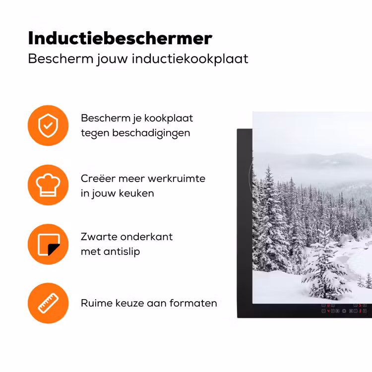 Rivier - Bevroren - Landschap - Winter Inductie beschermer vinyl 3mm klein -zzzzzzz-td-ups