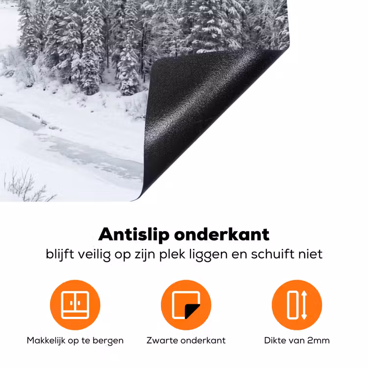 Rivier - Bevroren - Landschap - Winter Inductie beschermer vinyl 3mm klein -zzzzzzz-td-onderkant