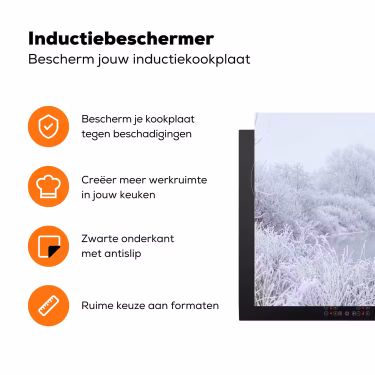 Rivier - Sneeuw - Bos - Winter - Schilderachtig Inductie beschermer vinyl 3mm klein -zzzzzzz-td-ups