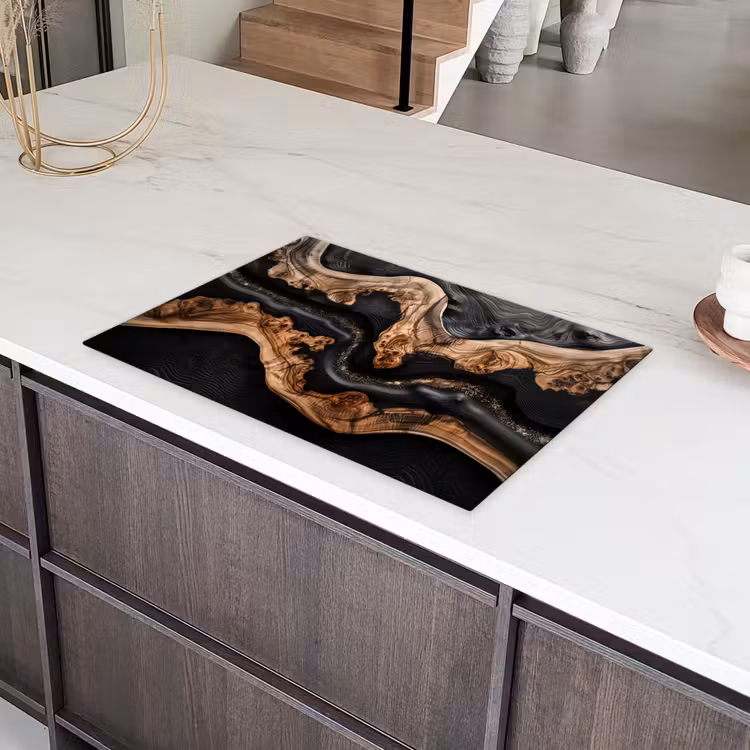 Rivieren van Hout en Hars Inductie beschermer vinyl 3mm klein -sfeer8
