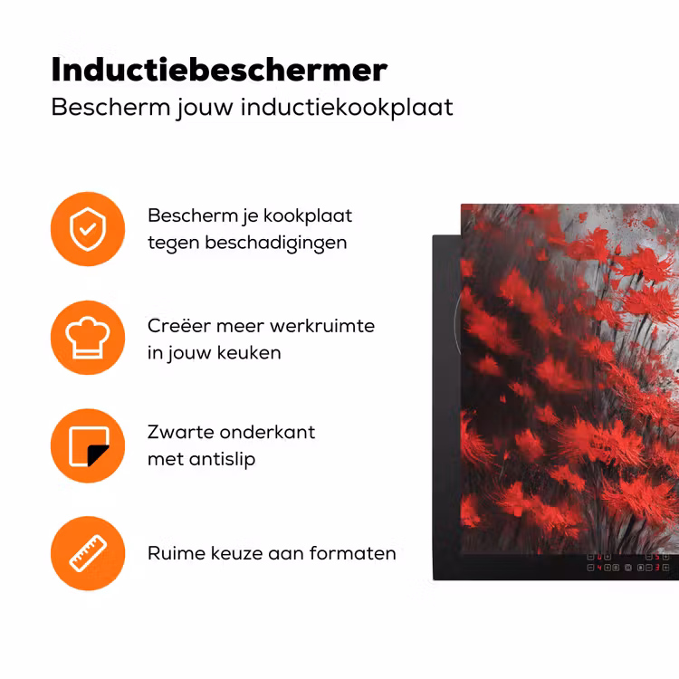 Rode bloemen - mistig - Man Inductie beschermer vinyl 3mm klein -zzzzzzz-td-ups